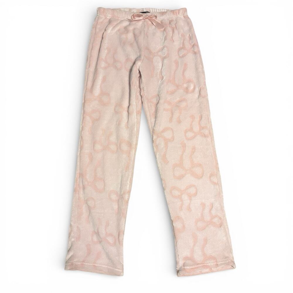 Weekending Pajama Pants Womens Small Pink Bows Sleep Loungewear Fleece Soft Cozy